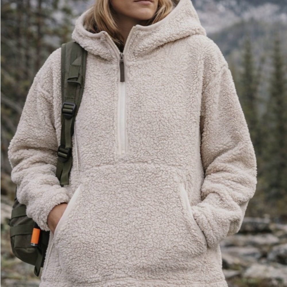 prAna Women's Polar Escape Half Zip Jacket Cream Color Size Medium